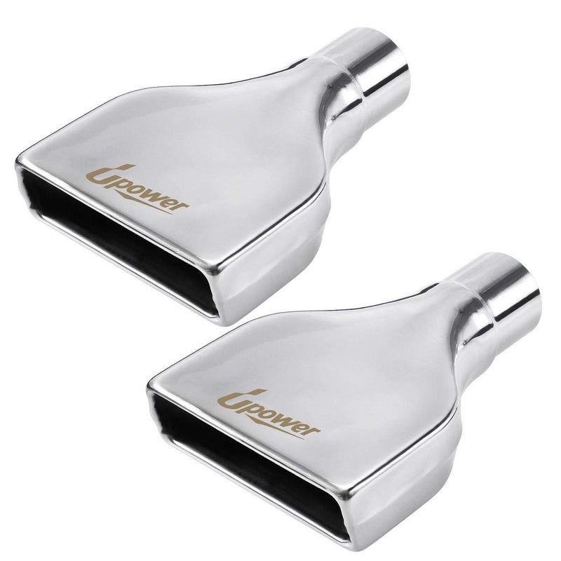 Upower Pack of 2 Exhaust Tip 2.25" Inlet 2" x 6" Outlet 10" Long Rolled Rectangle 304 Stainless Steel Exhaust Tailpipe Tips fits Chevy Camaro Style - Image 1